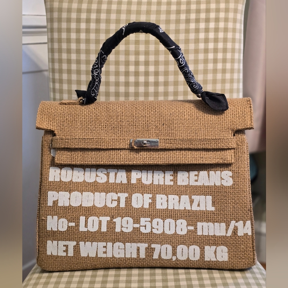 Boutique Burlap Tote Bag